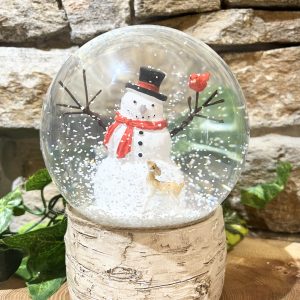 Snowman With Red Bird Snow Globe Large