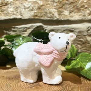 Polar Bear With Pink Scarf Bauble