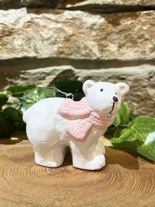 Polar Bear With Pink Scarf Bauble