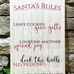 Santas Rules Wooden Plaque