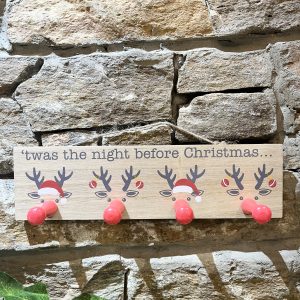 Rudolph Reindeer Wooden Stocking Hanger