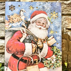 Santa Light Up Wooden Plaque