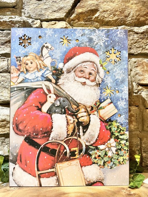 Santa Light Up Wooden Plaque