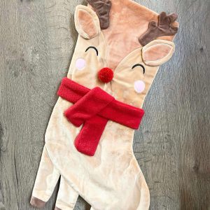 Rudolph Reindeer Velvet Stocking