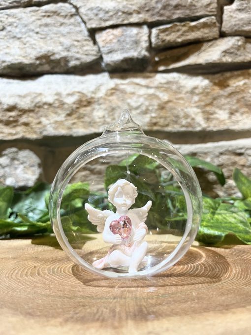 Cherub In Open Glass Bauble