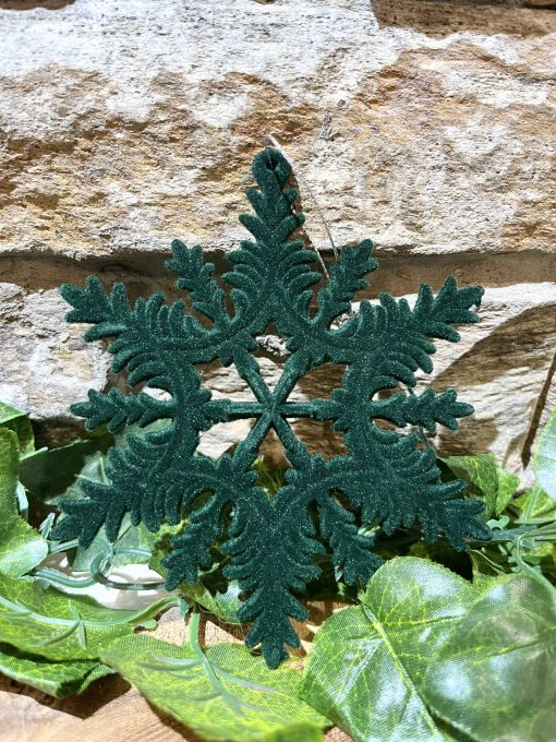 Velvet Snowflake Hanger Green
