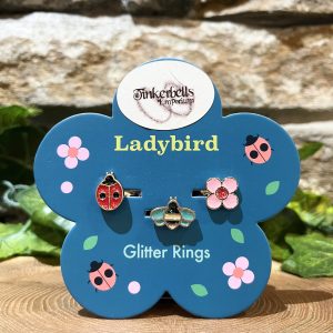 Glitter Rings Set Ladybug Bee & Flower