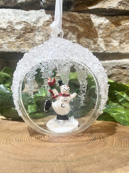 Large Frosted Snowman Bauble