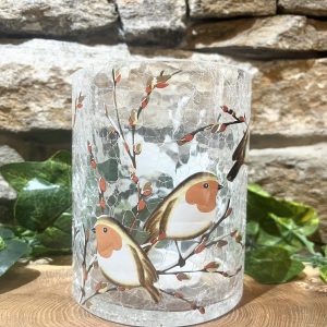 Large Crackled Robin T.Light Holder