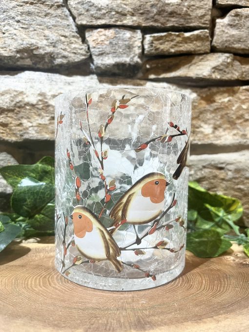 Large Crackled Robin T.Light Holder