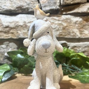 Festive Dog With Bird Friend Ornament