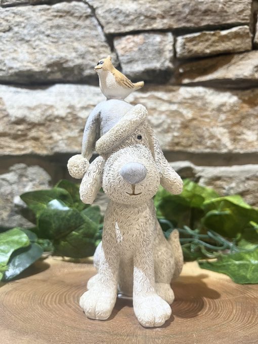 Festive Dog With Bird Friend Ornament