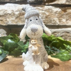 Festive Dog With Teddy Bear Ornament