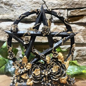 Black & Gold Floral Pentagram