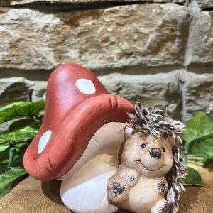 Fluffy Hedgehog On Toadstool Red