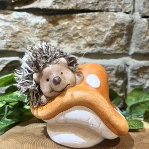 Fluffy Hedgehog On Toadstool Orange