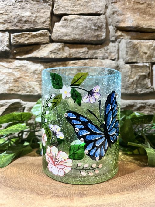 Large Crackled Butterfly T.Light Holder