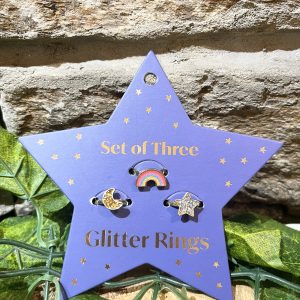 Glitter Rings Set Rainbow Moon & Star