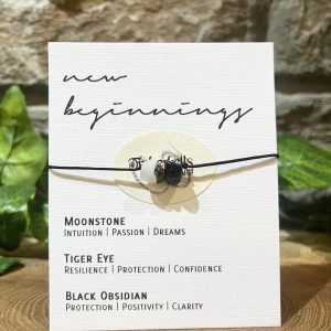 New Beginnings Crystal Bracelet Moonstone Tiger Eye & Obsidian