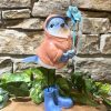 Blue Bird In Orange Raincoat