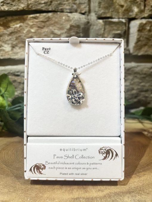 Paua Shell Butterfly Cluster Necklace