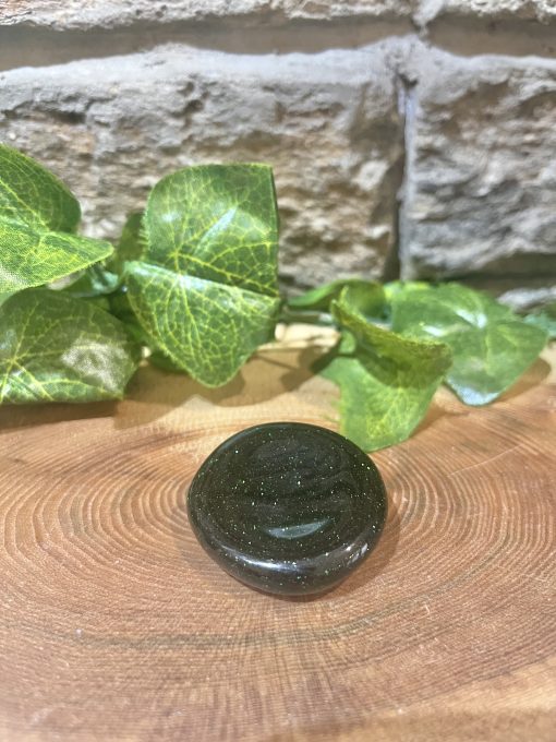 Green Goldstone Crystal Worry Stone 4cm - Image 2