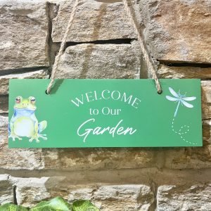 Lily Pad Frog Welcome Garden Plaque