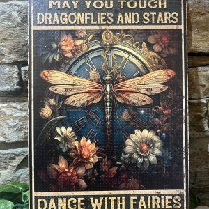 Dragonflies & Stars Metal Sign