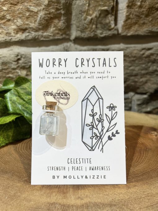 Celestite Worry Crystal Chip Bottle