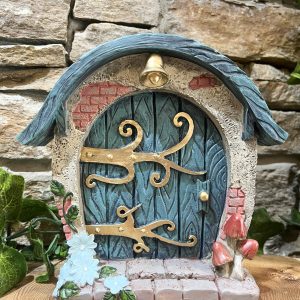 Large Turquoise Fairy Door with Toadstools 18cm