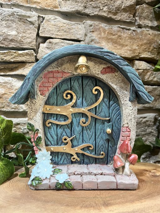 Large Turquoise Fairy Door with Toadstools 18cm