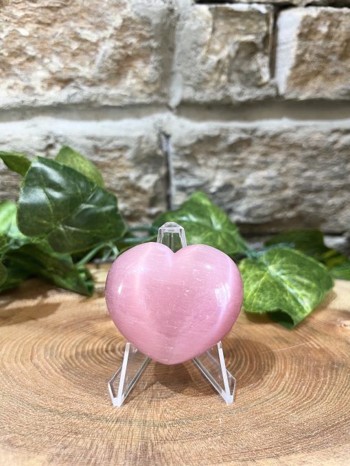 Cats Eye Crystal Heart 4cm Pink