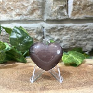 Cats Eye Crystal Heart 4cm Burgandy