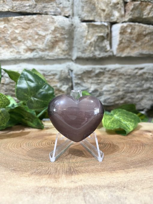 Cats Eye Crystal Heart 4cm Burgandy