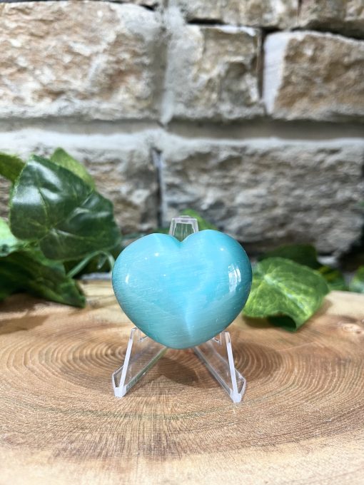 Cats Eye Crystal Heart 4cm Green