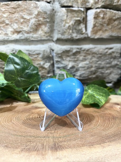 Cats Eye Crystal Heart 4cm Blue
