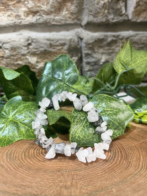 Tourmalinated Quartz Crystal Chip Bracelet