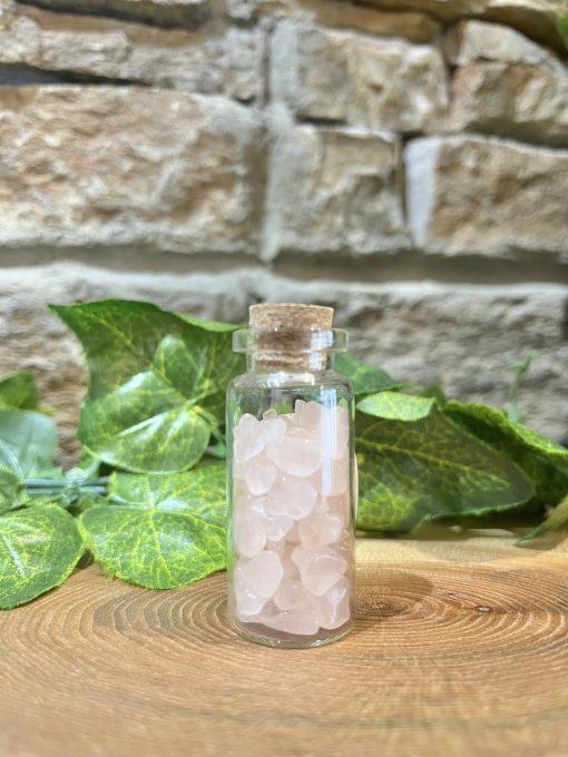 Rose Quartz Crystal Chip Bottle