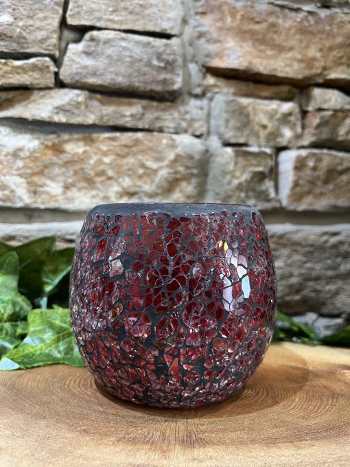 Crackle T.Light Holder Red