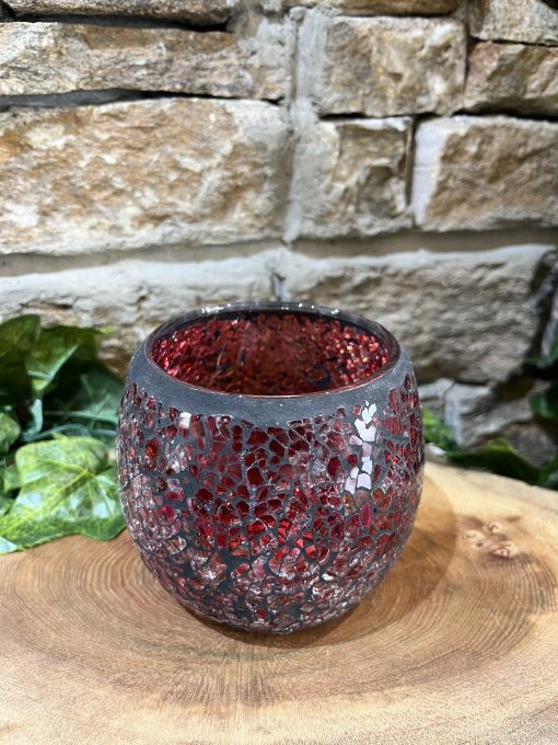 Crackle T.Light Holder Red - Image 2