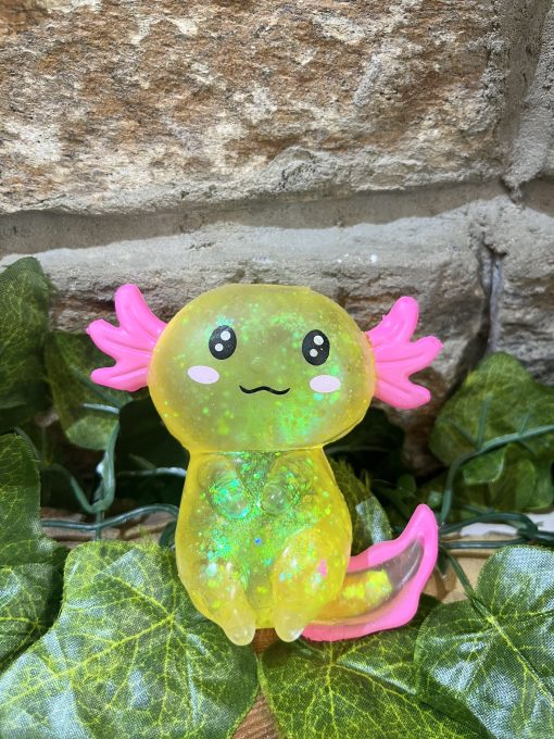 Squishy Glitter Axolotl Yellow