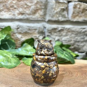 Tiger Eye Crystal Bear In Honey Pot