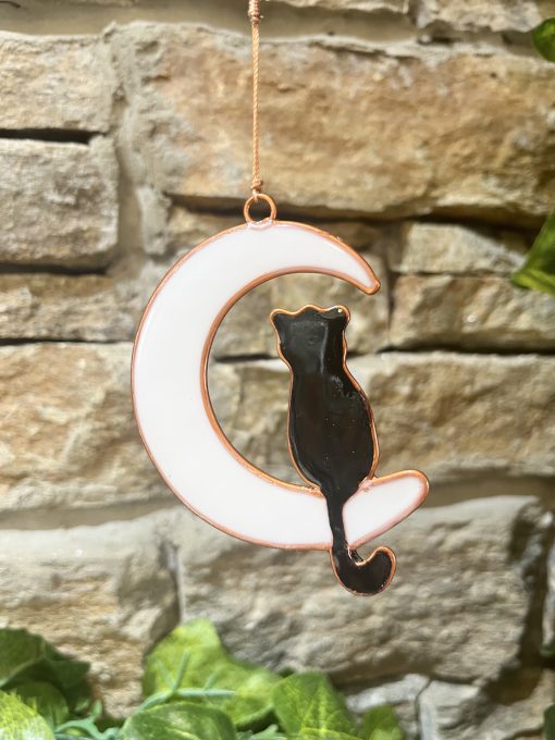 Black Cat On Moon Suncatcher