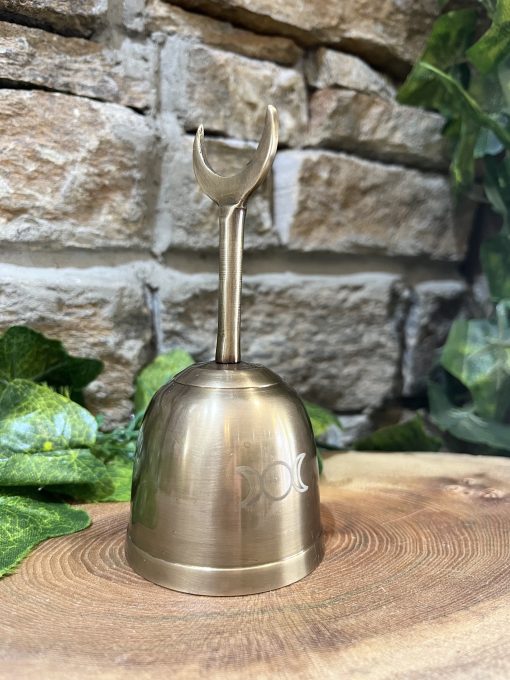 Triple Moon Altar Bell Gold Brass