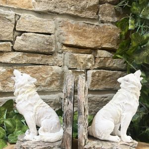 White Wolf Bookend Pair