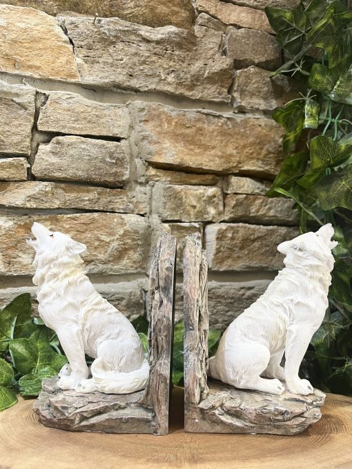 White Wolf Bookend Pair