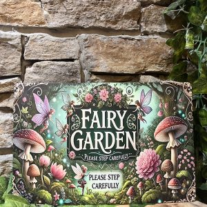 Step Carefully Fairy Garden Metal Sign