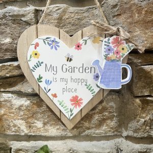 Love Heart Garden Plaque Happy