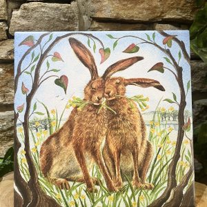 Hare Embrace Tile Art Plaque