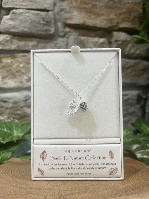 Back to Nature Pinecone & Feather Necklace